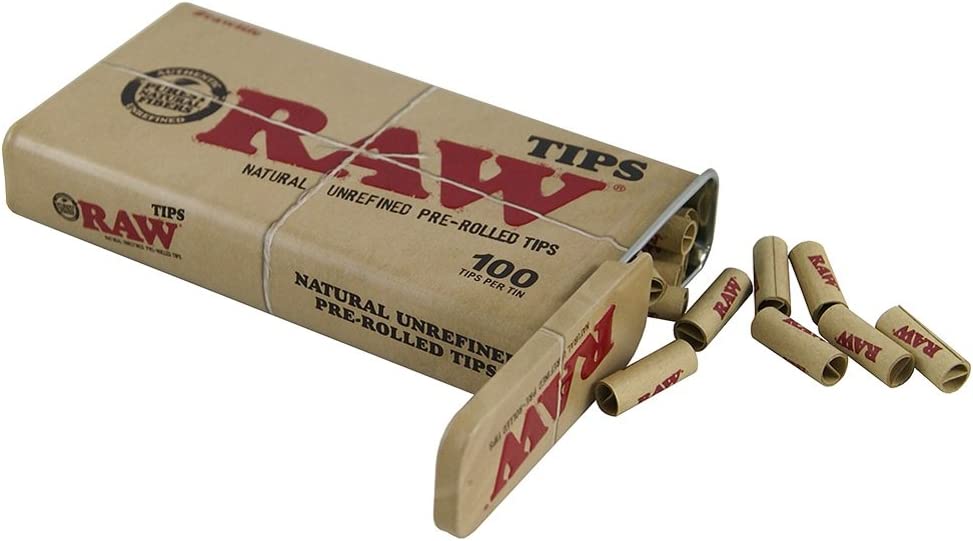 RAW Natural Unrefined 100 Tip Pre-Rolled Tin